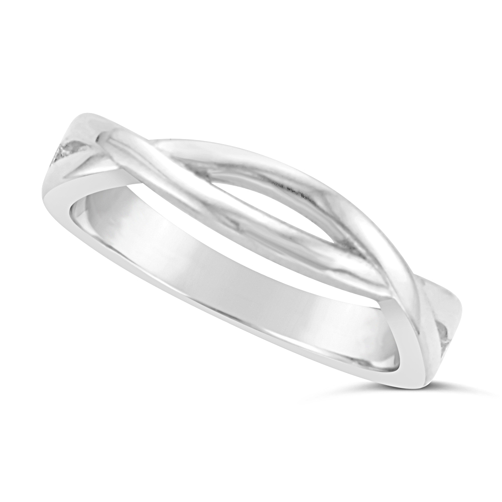 Fine Quality Ladies Crossover Wedding Band In Platinum